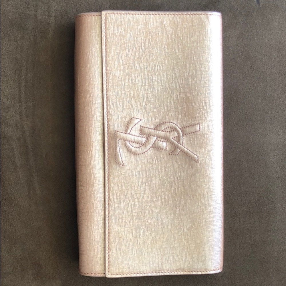 YSL Clutch In Paten Lather Blush Pink
